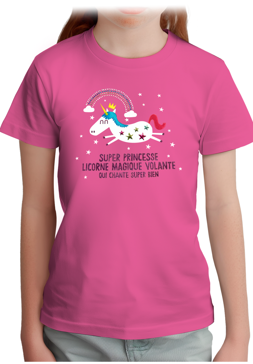 T-Shirt Fille Licorne magique en strass et paillette
