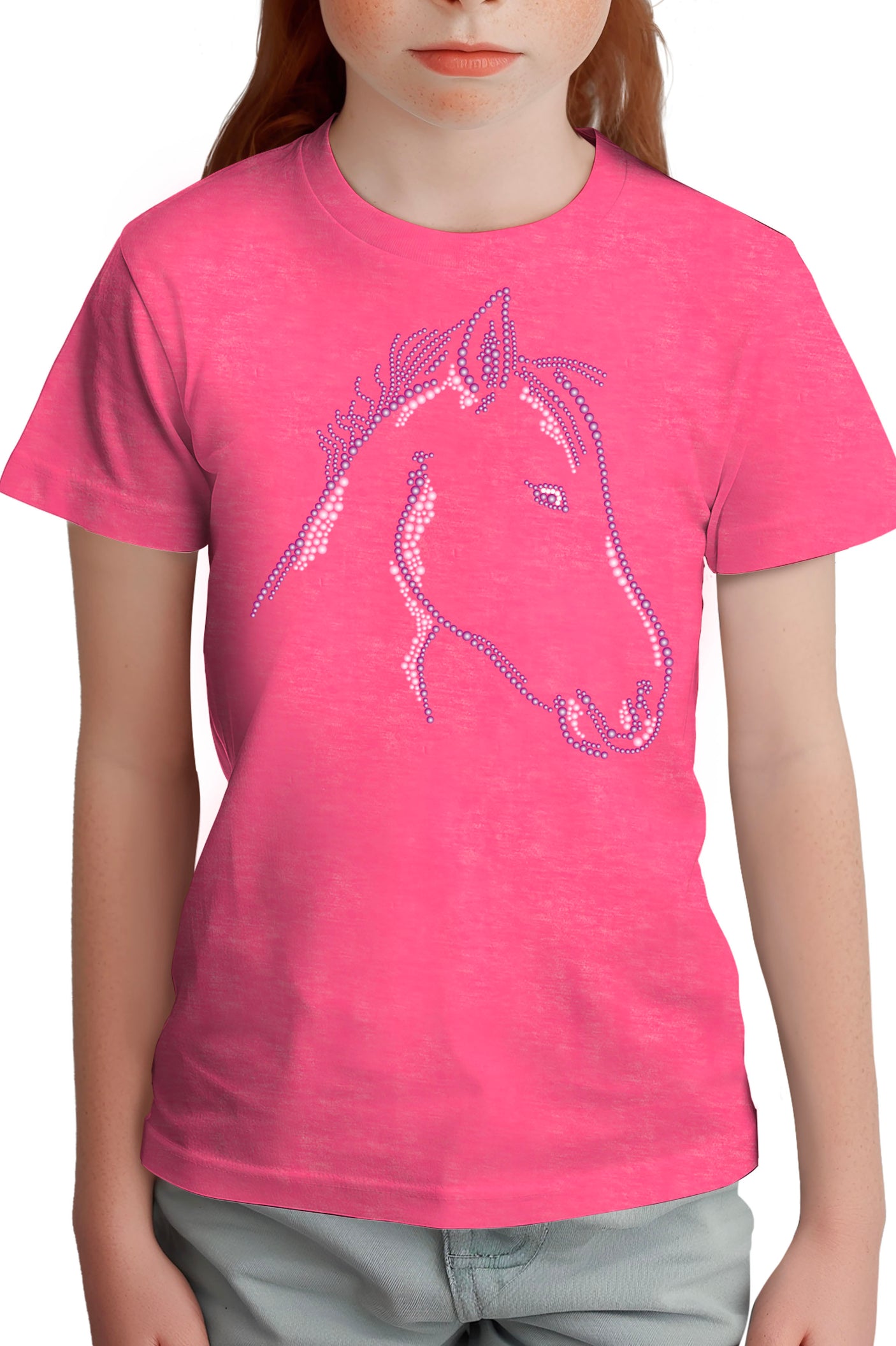 T-Shirt Fille Tête de Cheval en Strass