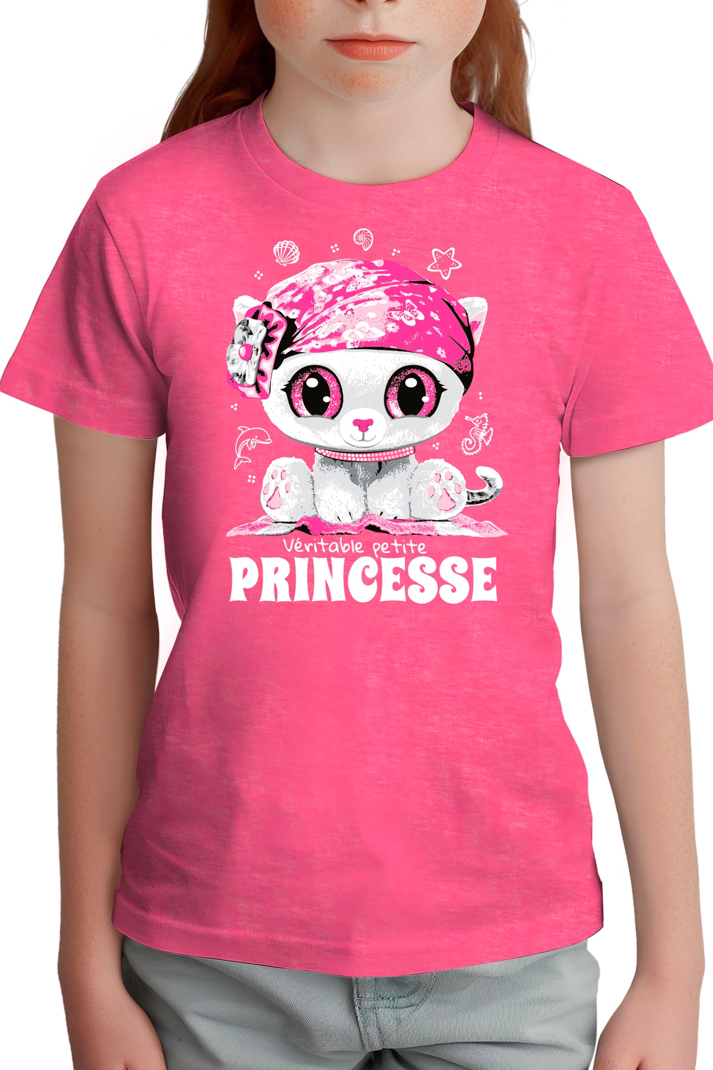 T-Shirt Fille Véritable petite chatte princesse strass
