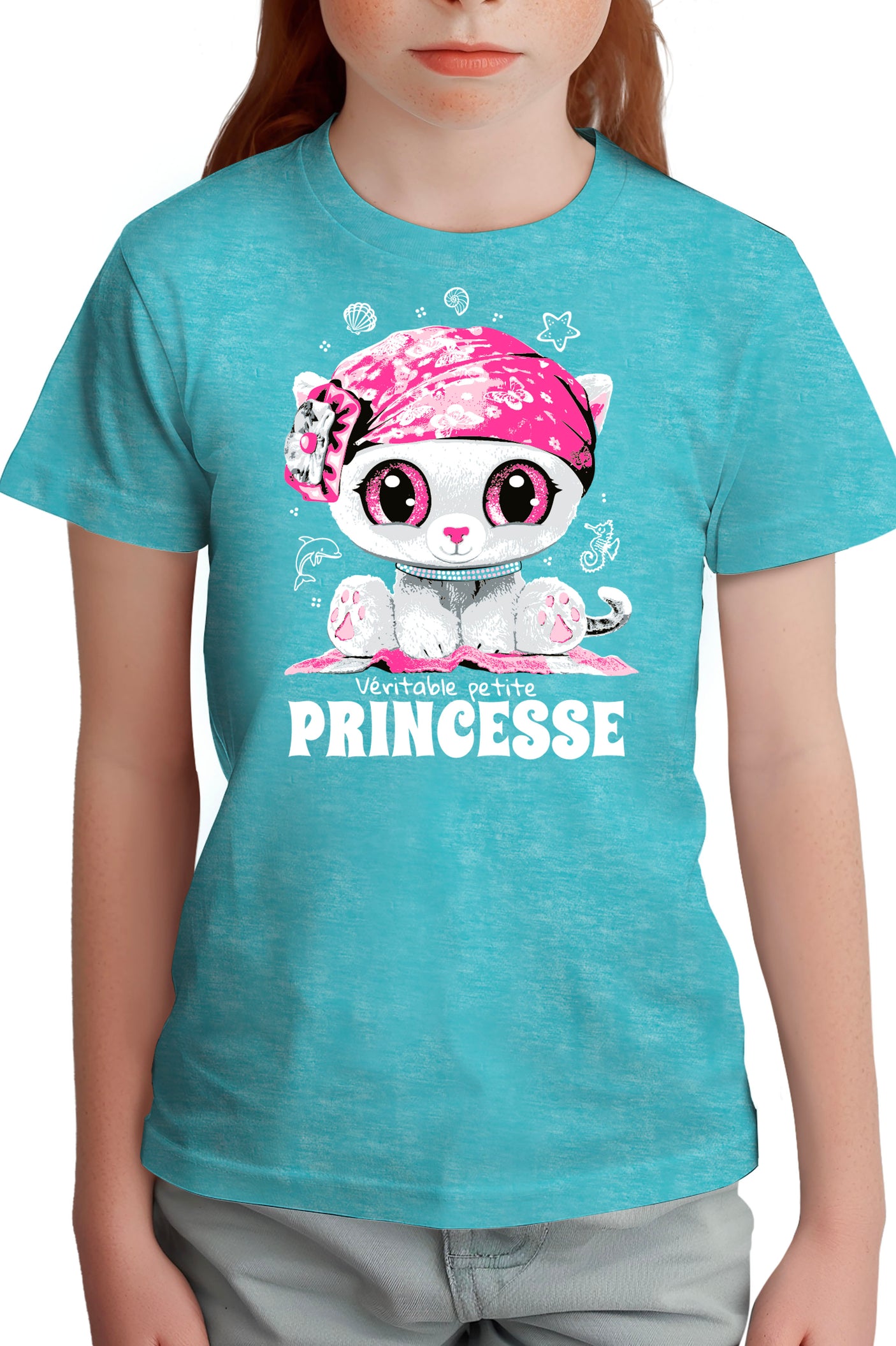 T-Shirt Fille Véritable petite chatte princesse strass