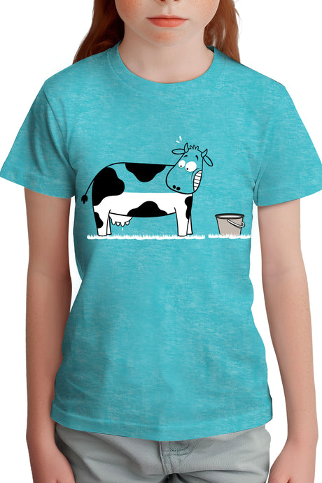 T-Shirt Fille Vache à moitié pleine de lait