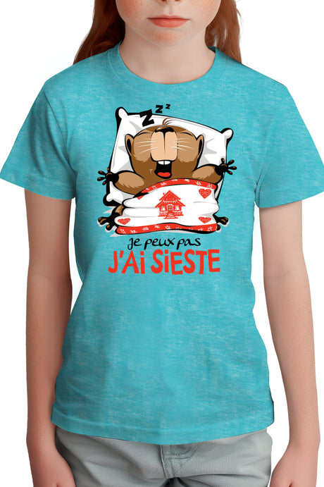 T-Shirt Fille Je peux pas j'ai sieste marmotte