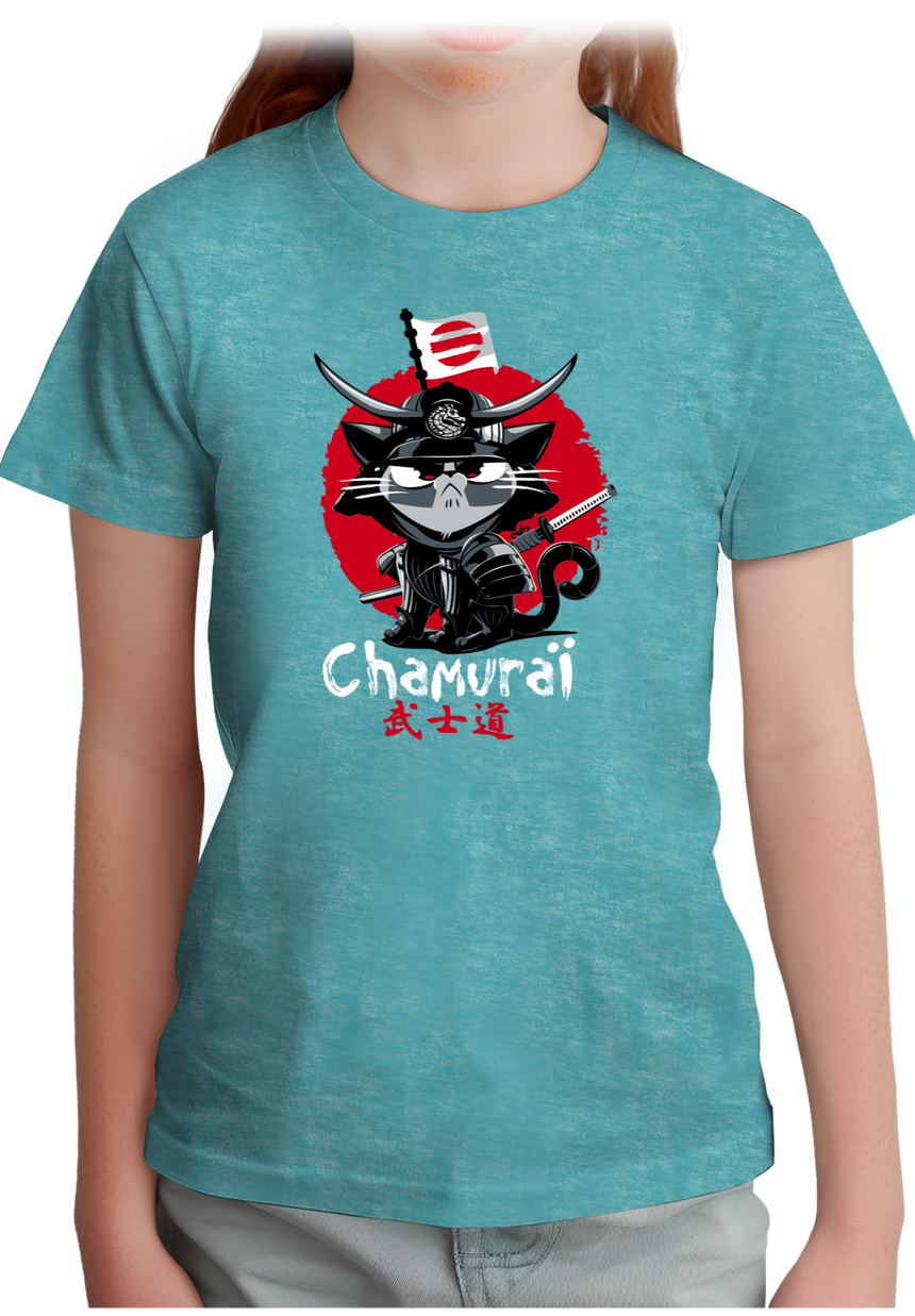 T-Shirt Fille Chamouraï, le chat samouraï