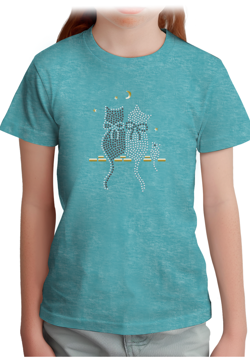 T-Shirt Fille Chat Souris Strass