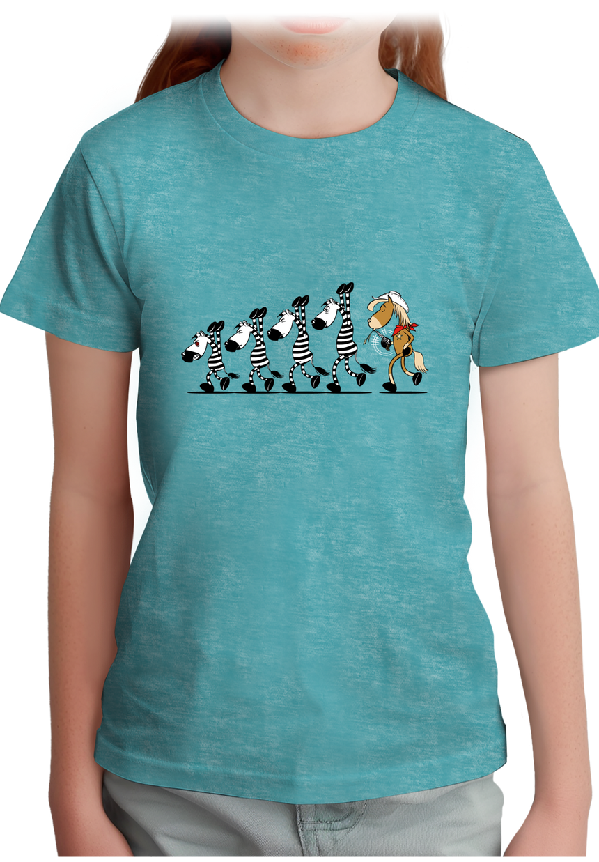T-Shirt Fille Fin De Cavale zèbre et cheval