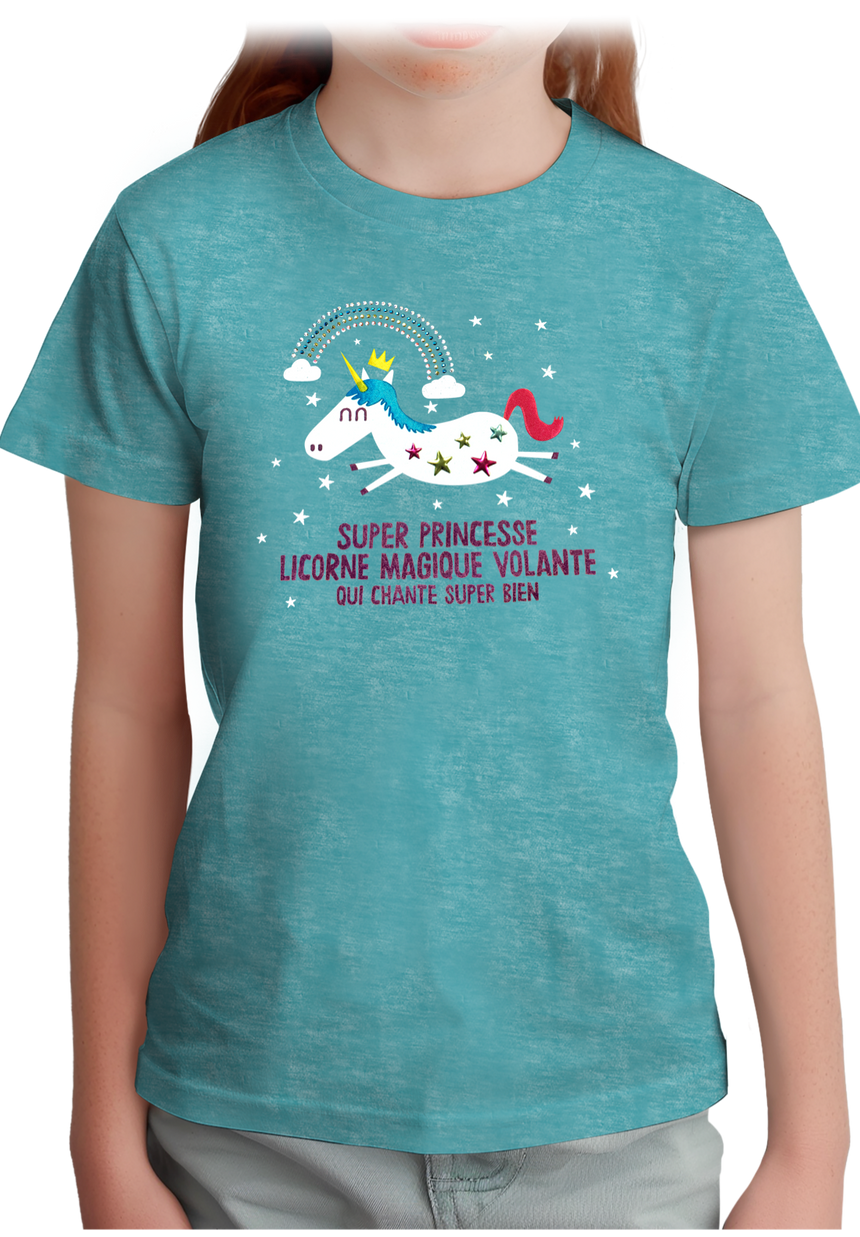 T-Shirt Fille Licorne magique en strass et paillette