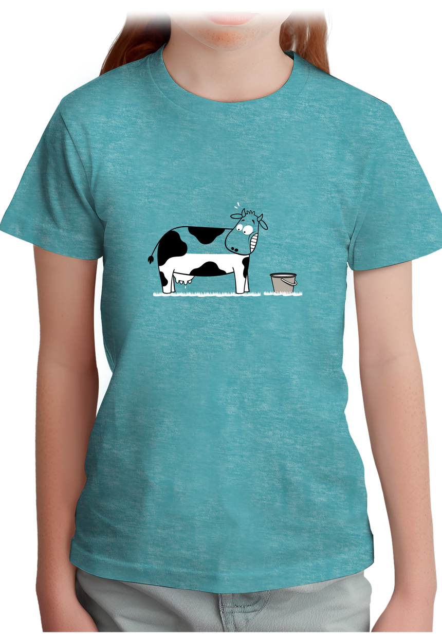 T-Shirt Fille Vache à moitié pleine de lait