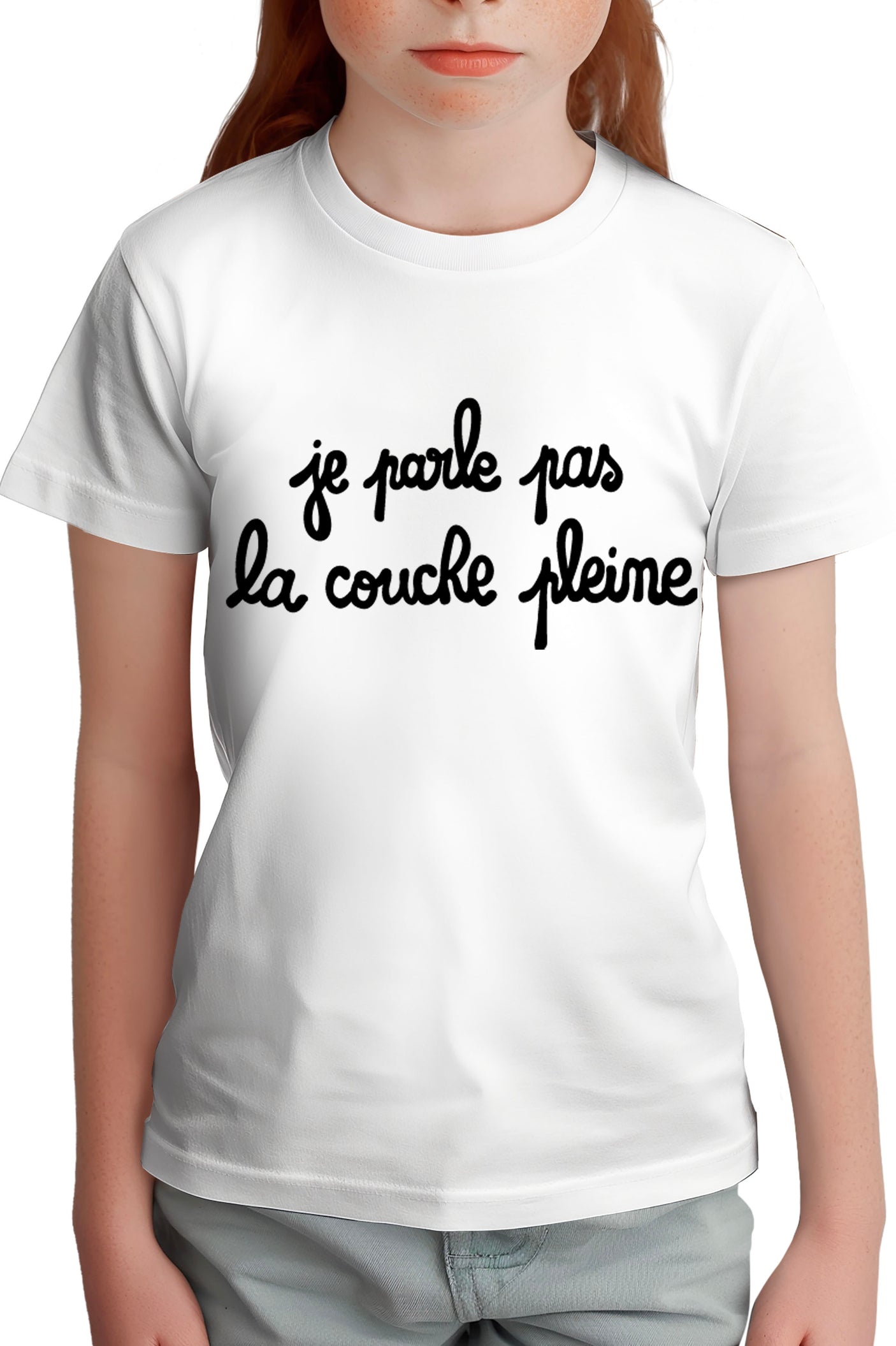 T-Shirt Fille Je parle pas la couche pleine