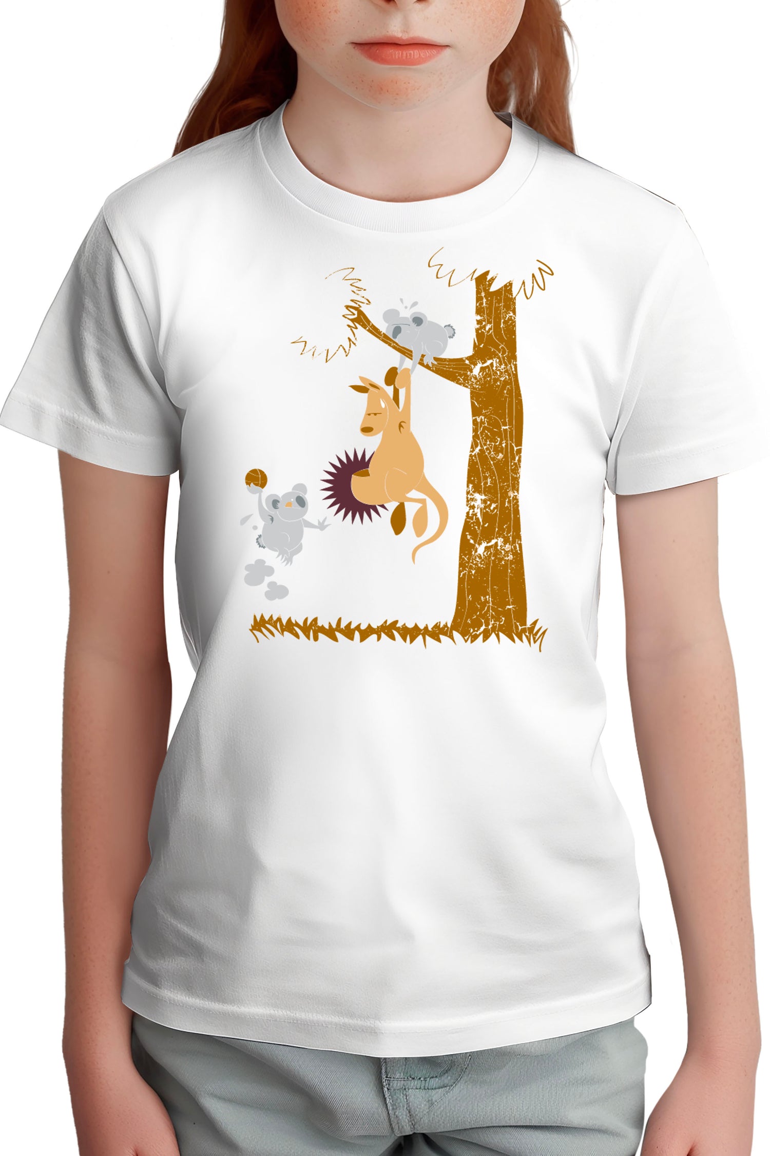 T-Shirt Fille Basket kangourou et koala