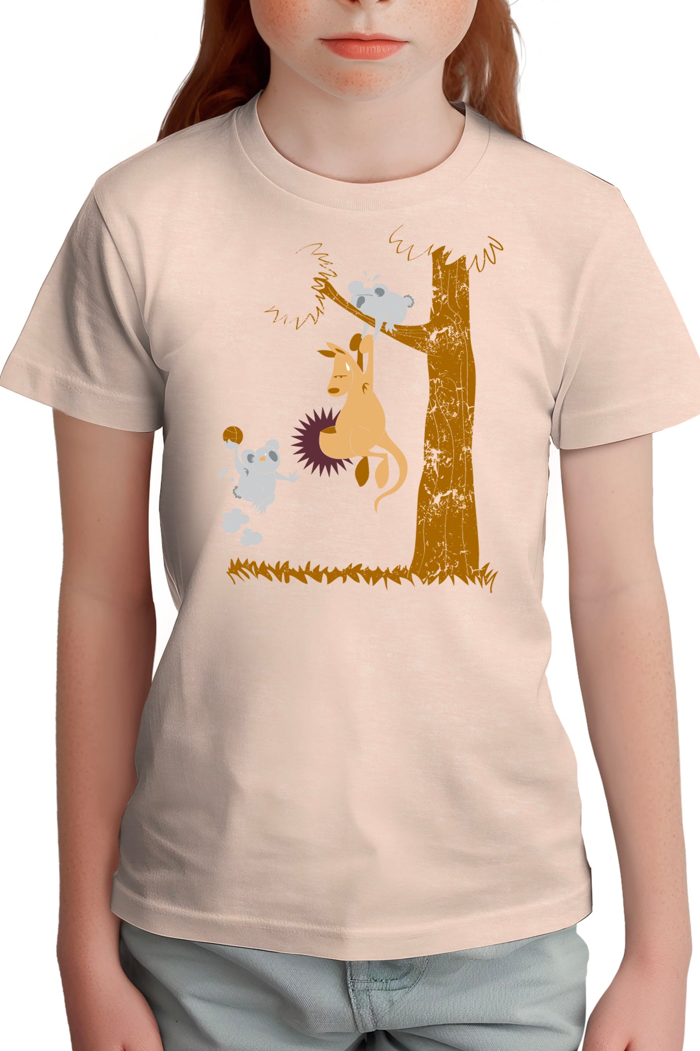 T-Shirt Fille Basket kangourou et koala
