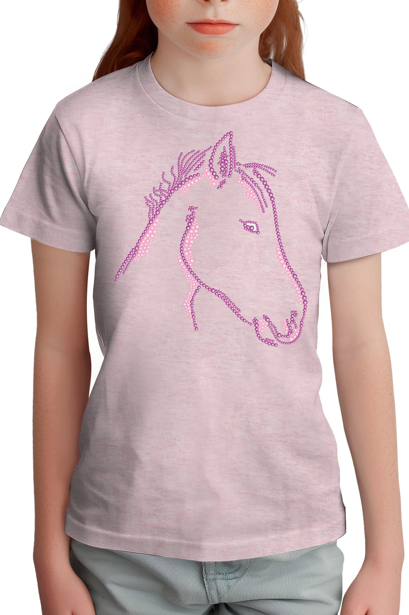 T-Shirt Fille Tête de Cheval en Strass
