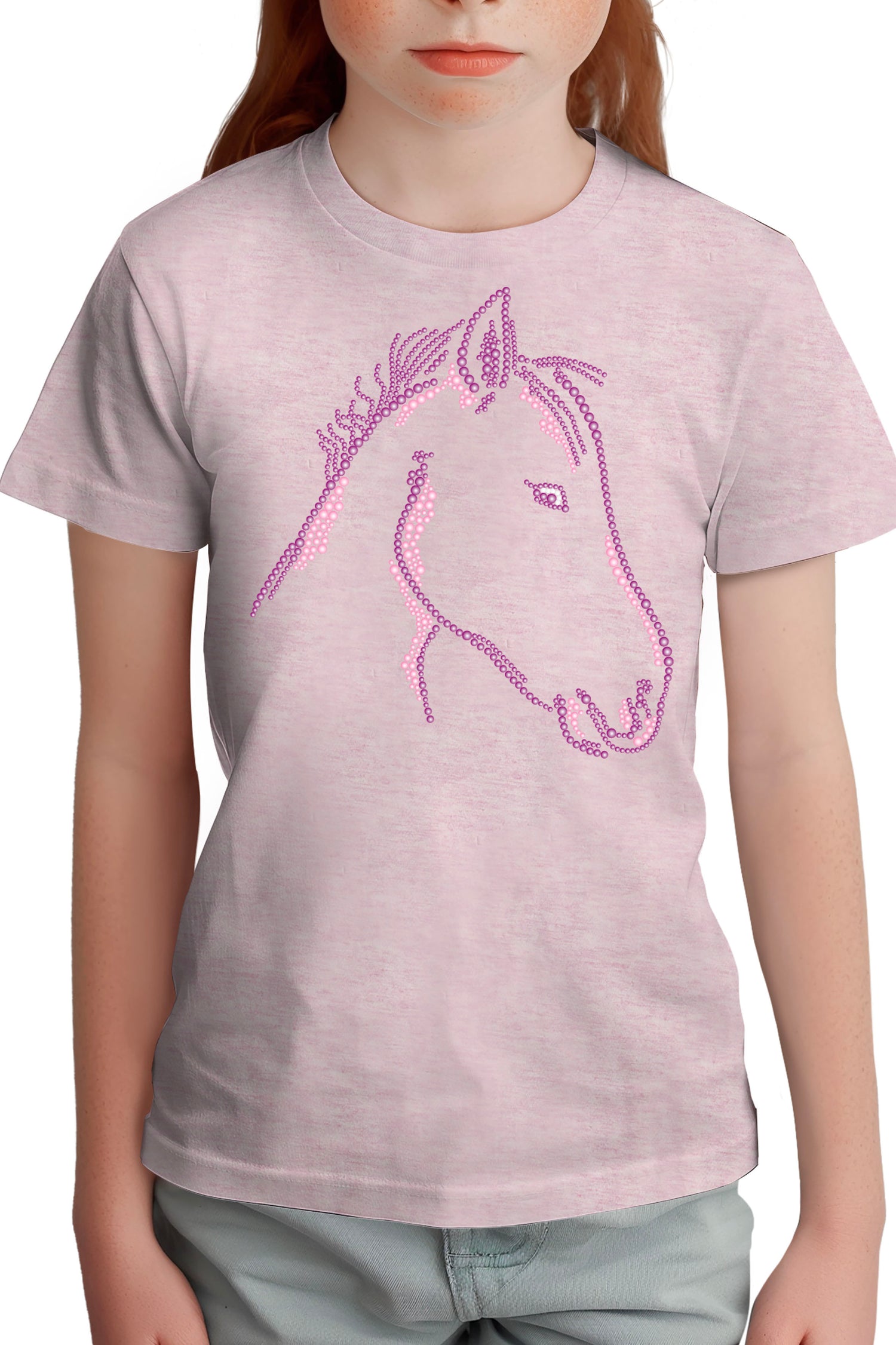 T-Shirt Fille Tête de Cheval en Strass
