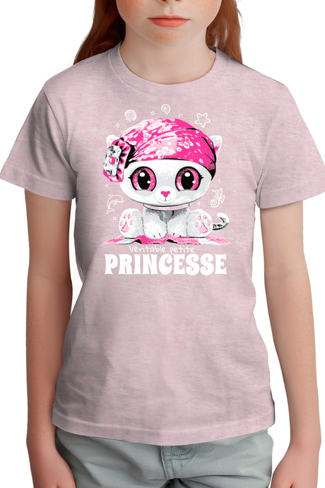 T-Shirt Fille Véritable petite chatte princesse strass