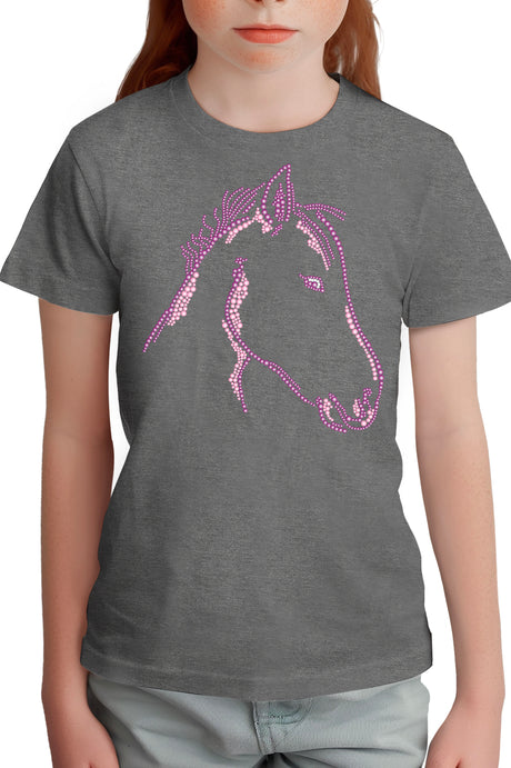T-Shirt Fille Tête de Cheval en Strass