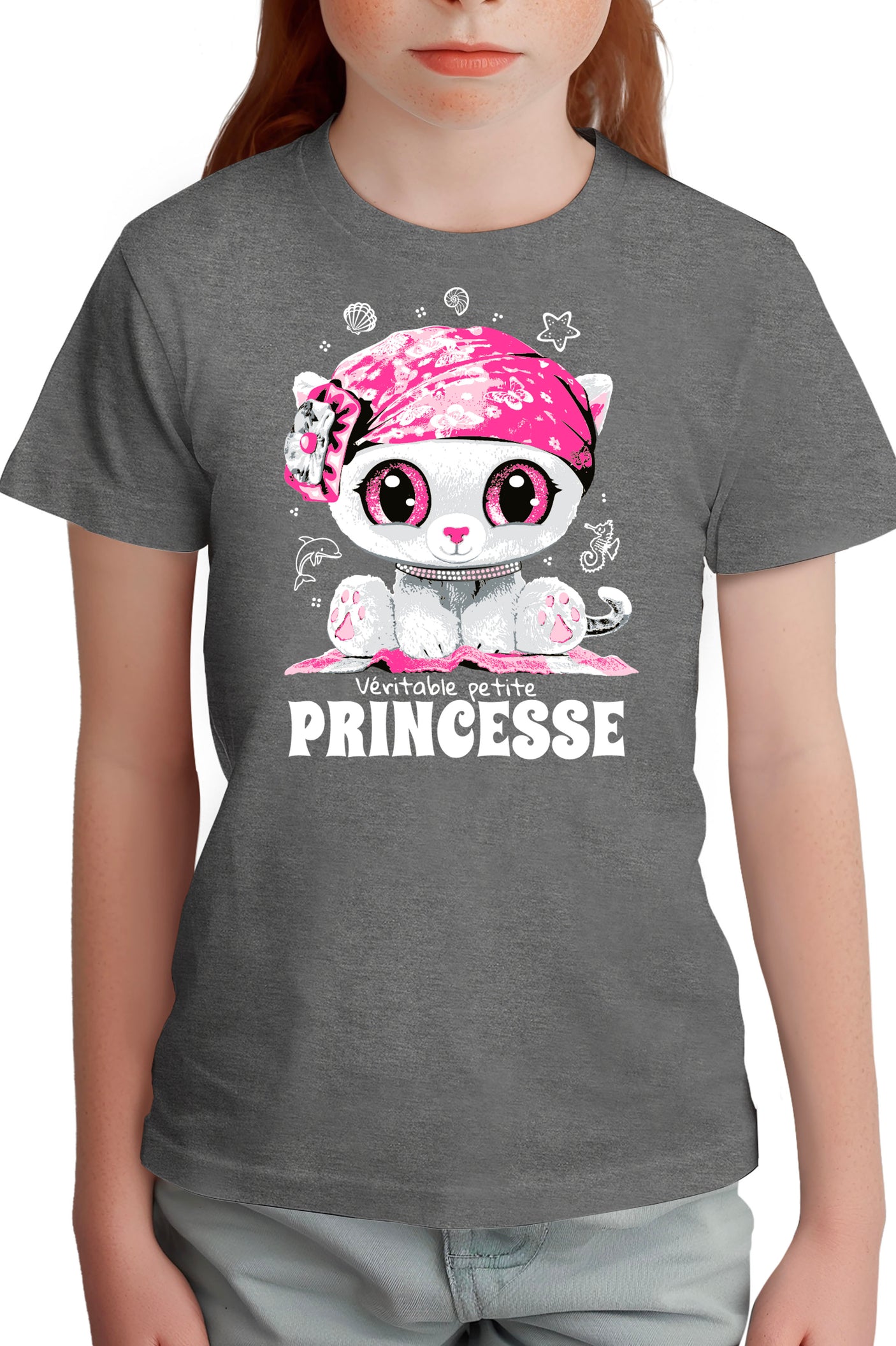T-Shirt Fille Véritable petite chatte princesse strass