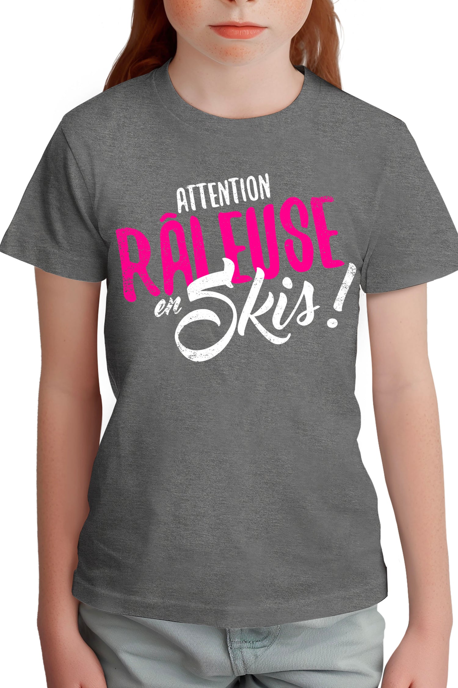 T-Shirt Fille Attention râleuse en ski