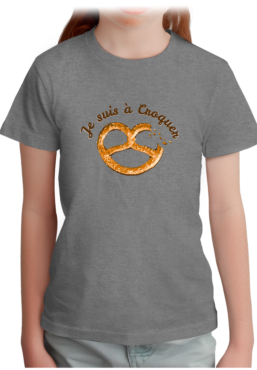 T-Shirt Fille Je suis à croquer Bretzel d'Alsace
