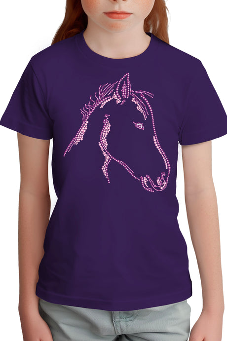 T-Shirt Fille Tête de Cheval en Strass