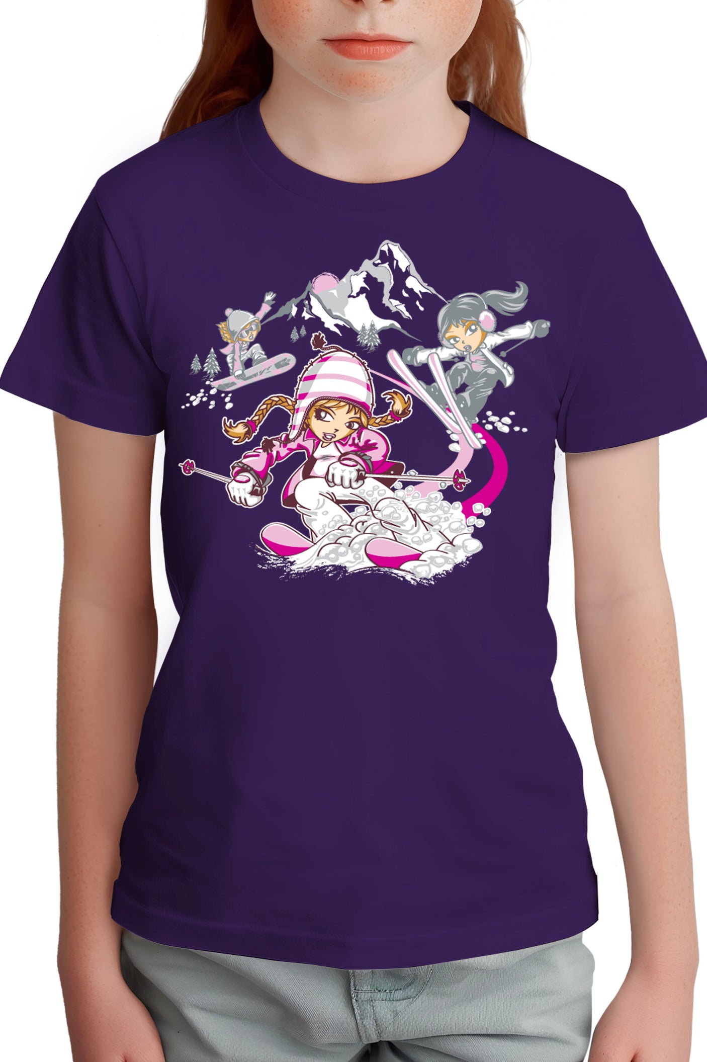 T-Shirt Fille 3 filles ski et surf