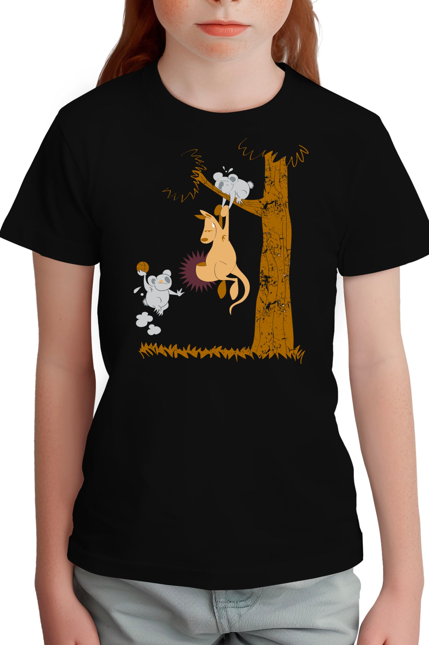 T-Shirt Fille Basket kangourou et koala