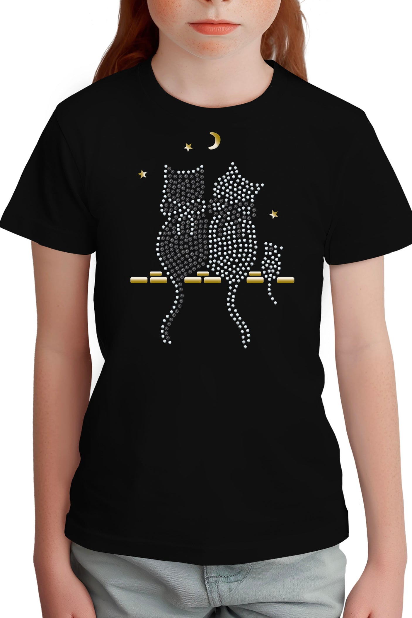 T-Shirt Fille Chat Souris Strass