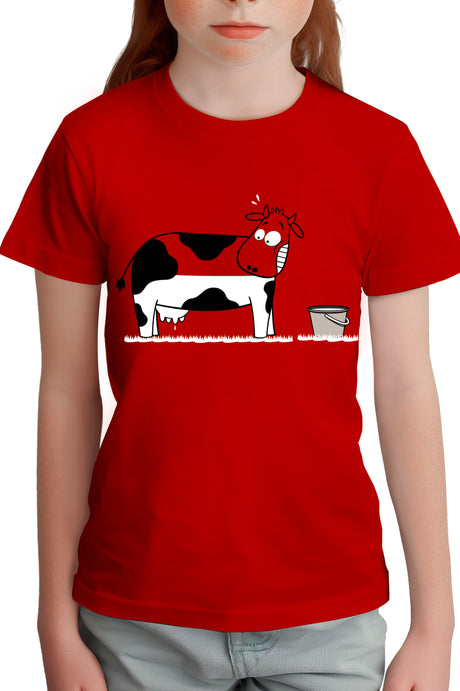 T-Shirt Fille Vache à moitié pleine de lait