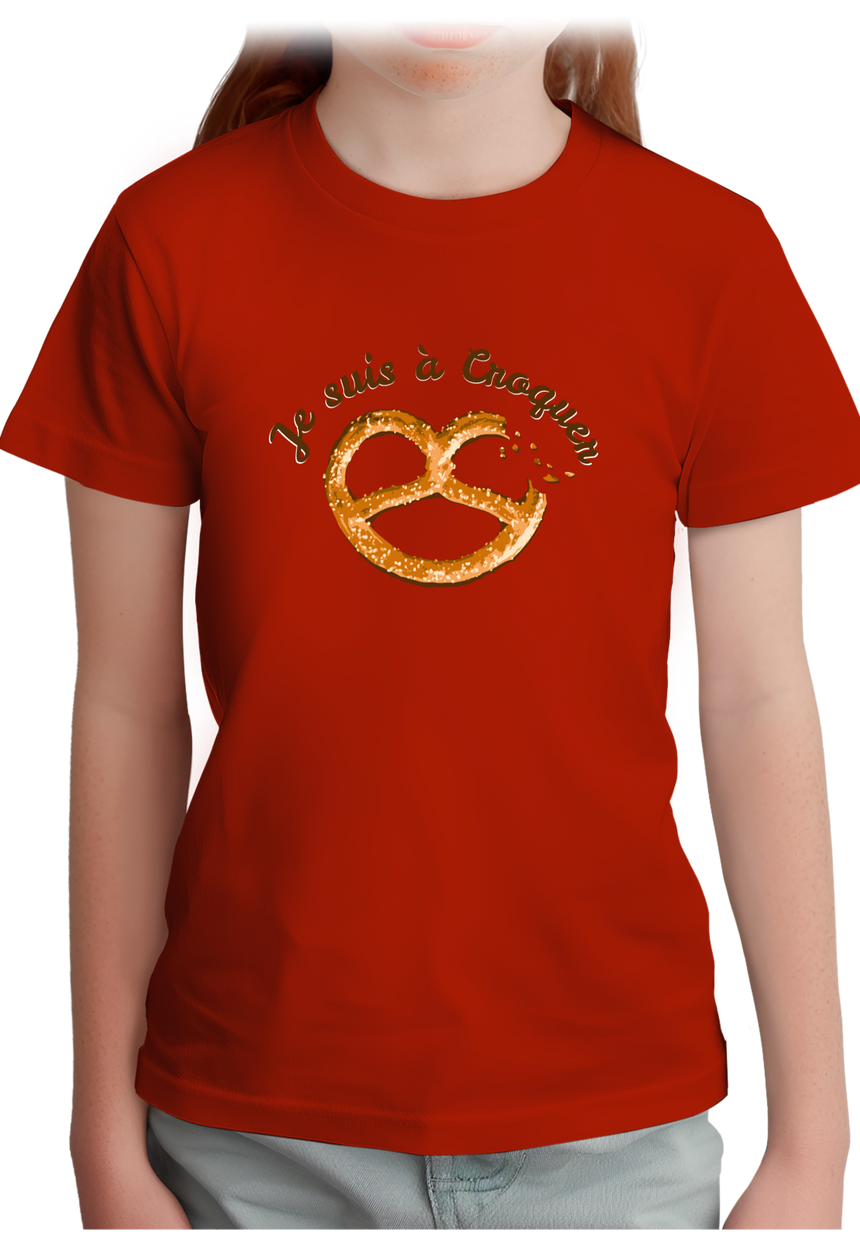 T-Shirt Fille Je suis à croquer Bretzel d'Alsace