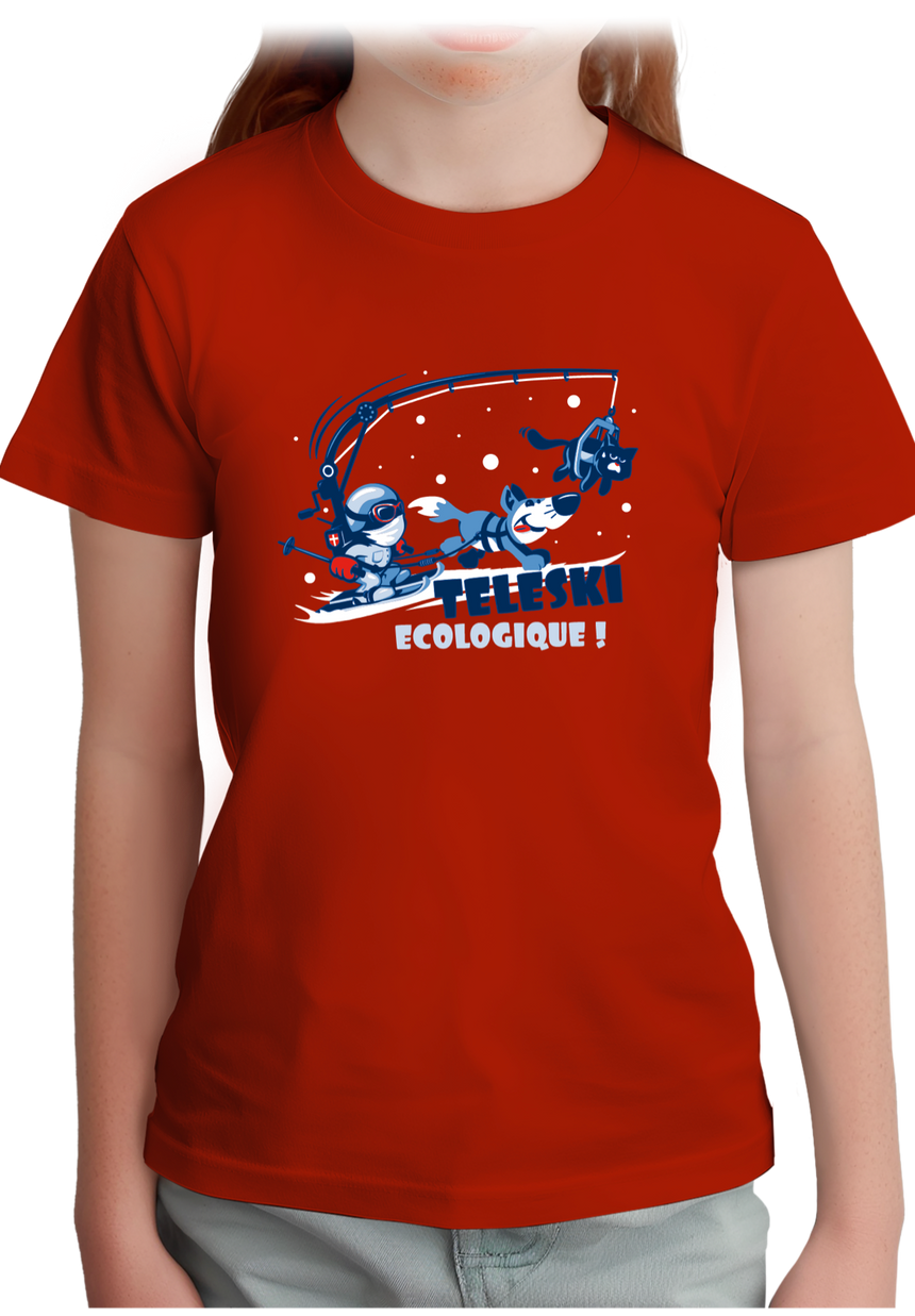 T-Shirt Fille Téléski écologique à la montagne