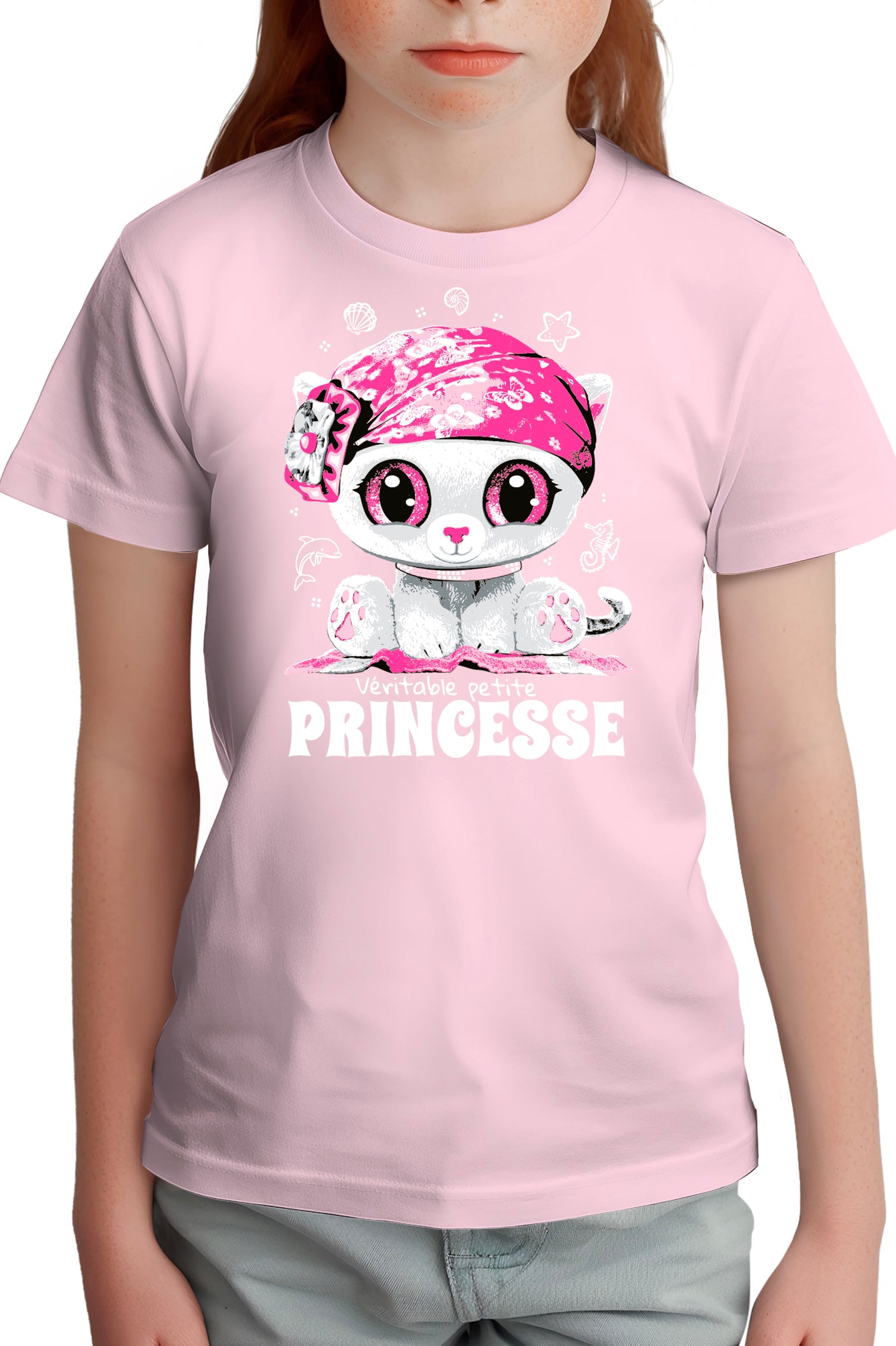 T-Shirt Fille Véritable petite chatte princesse strass