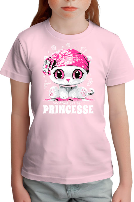 T-Shirt Fille Véritable petite chatte princesse strass