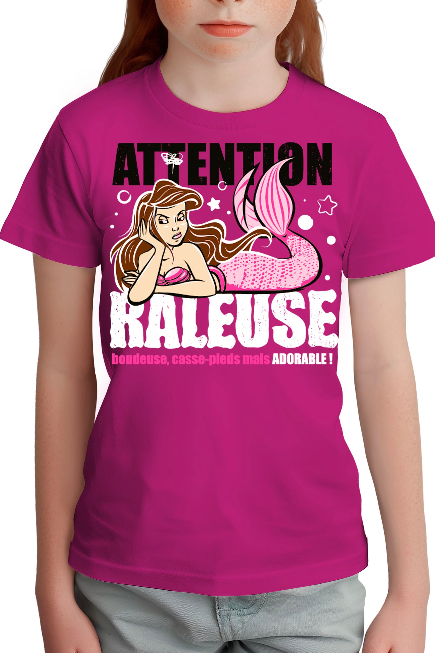 T-Shirt Fille Attention sirène râleuse