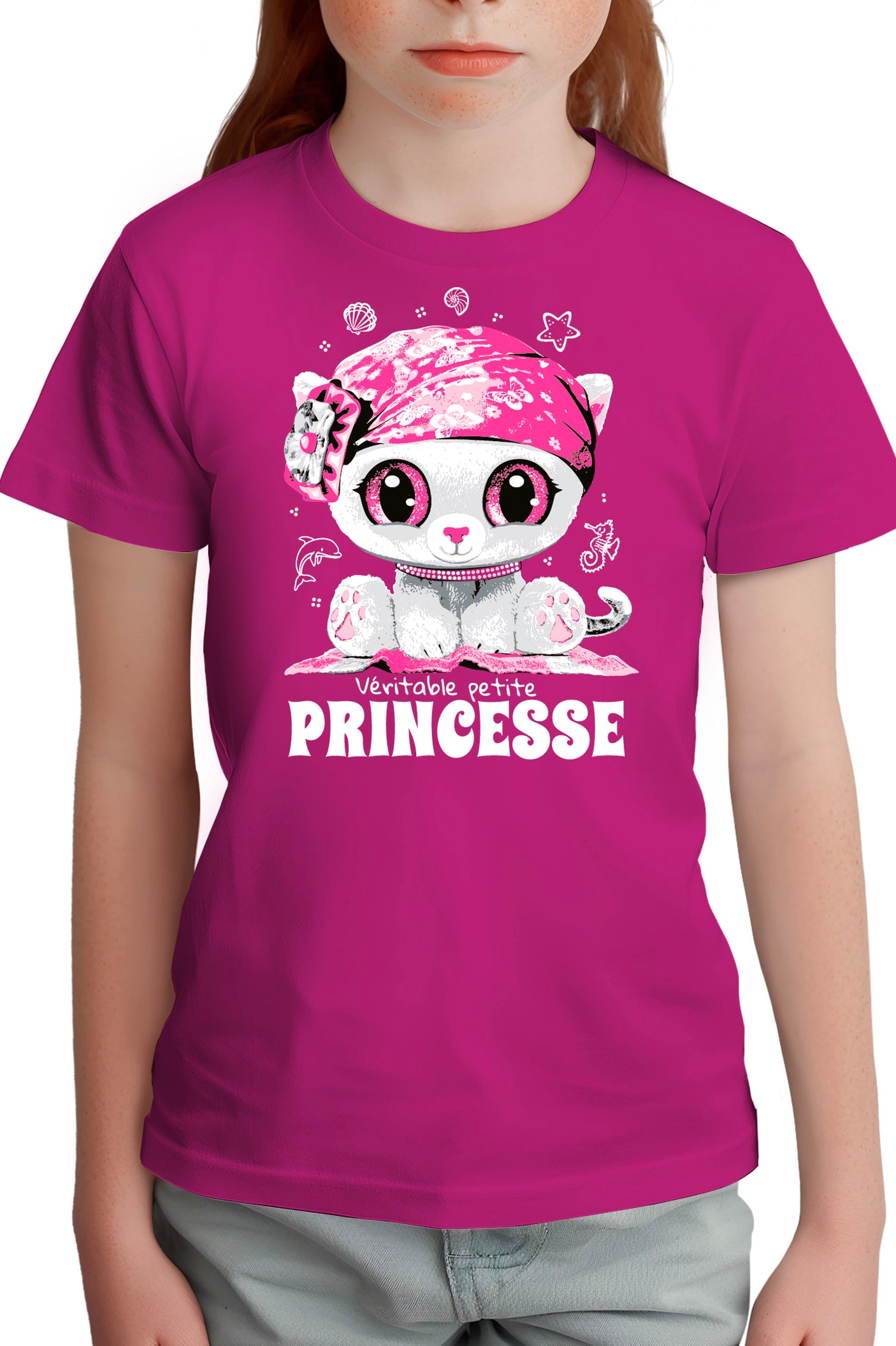 T-Shirt Fille Véritable petite chatte princesse strass
