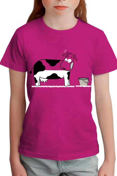 T-Shirt Fille Vache à moitié pleine de lait