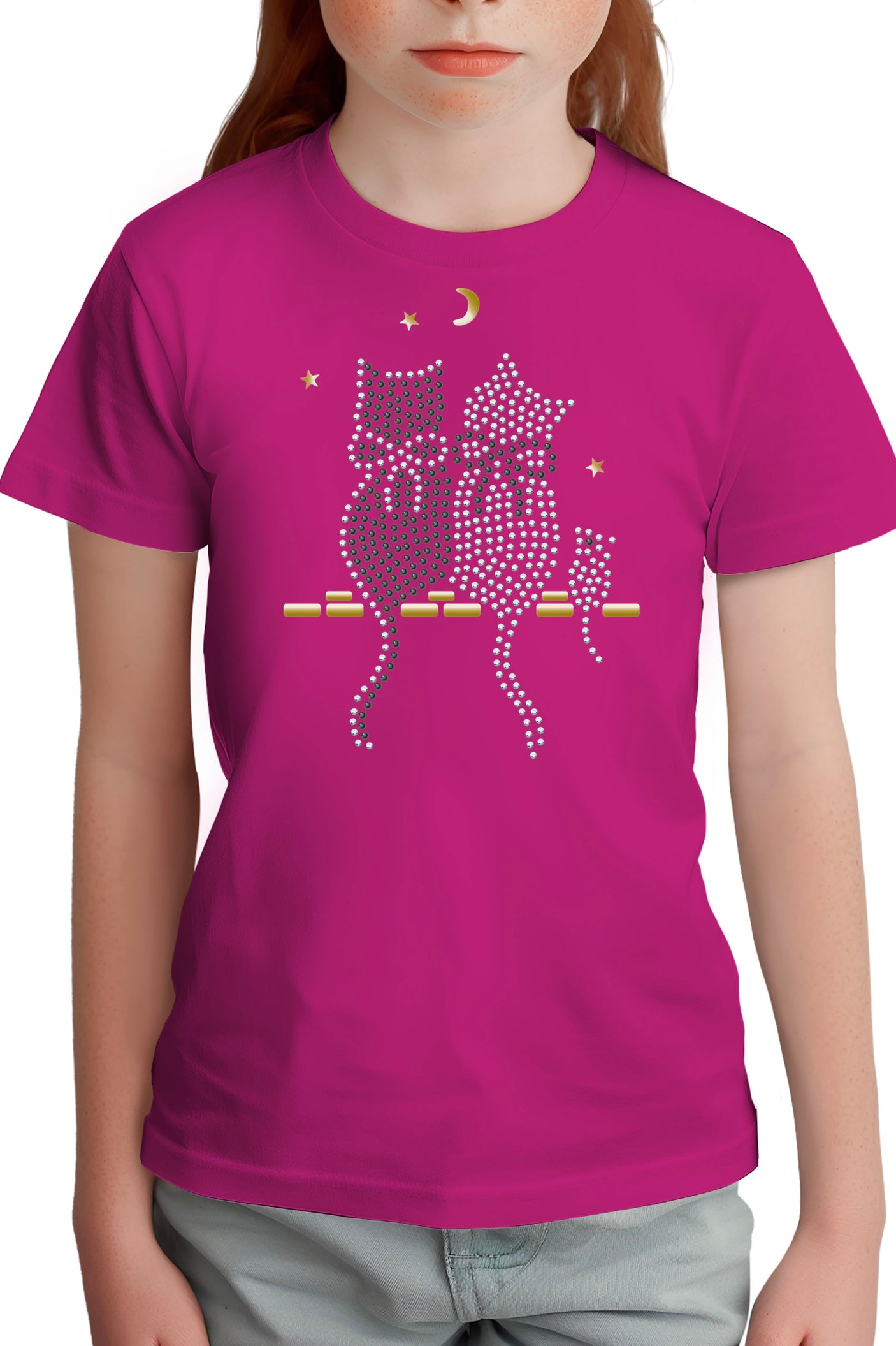 T-Shirt Fille Chat Souris Strass