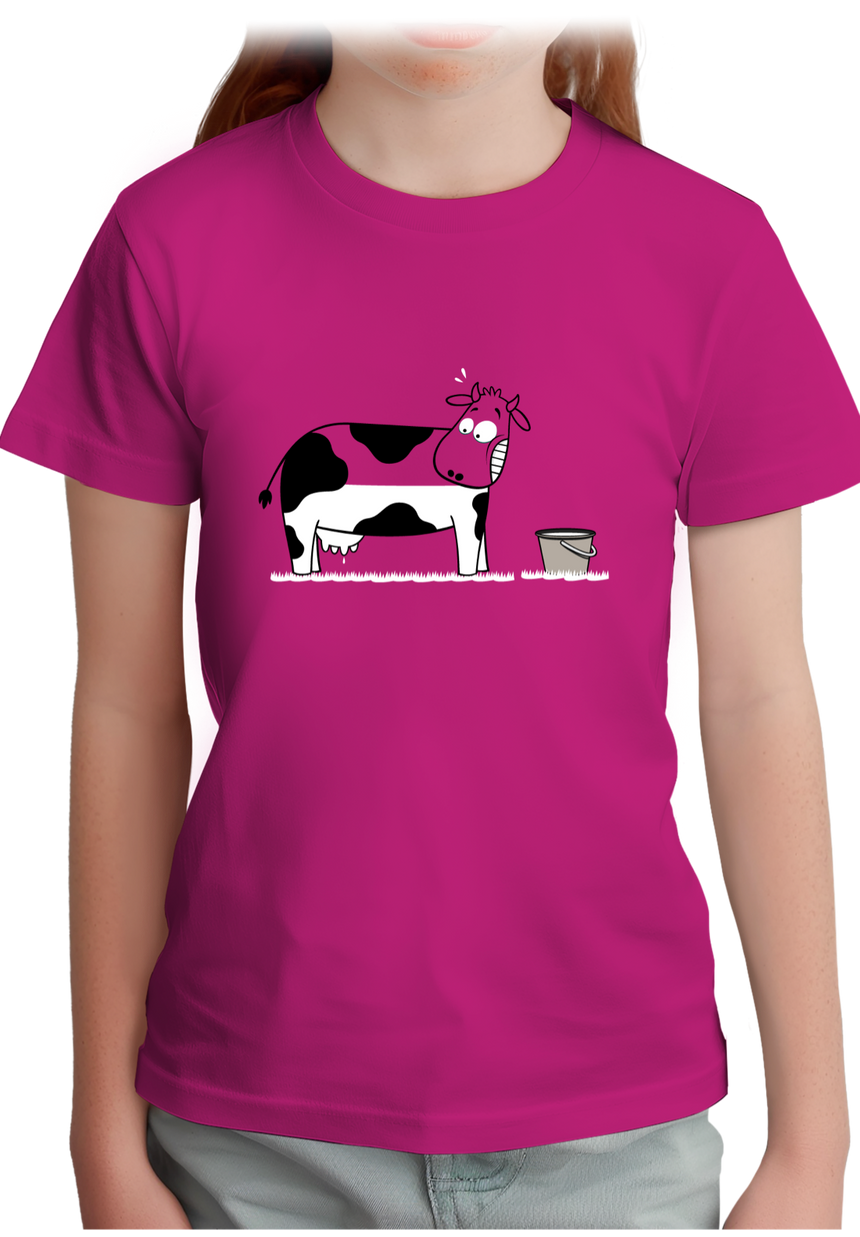 T-Shirt Fille Vache à moitié pleine de lait