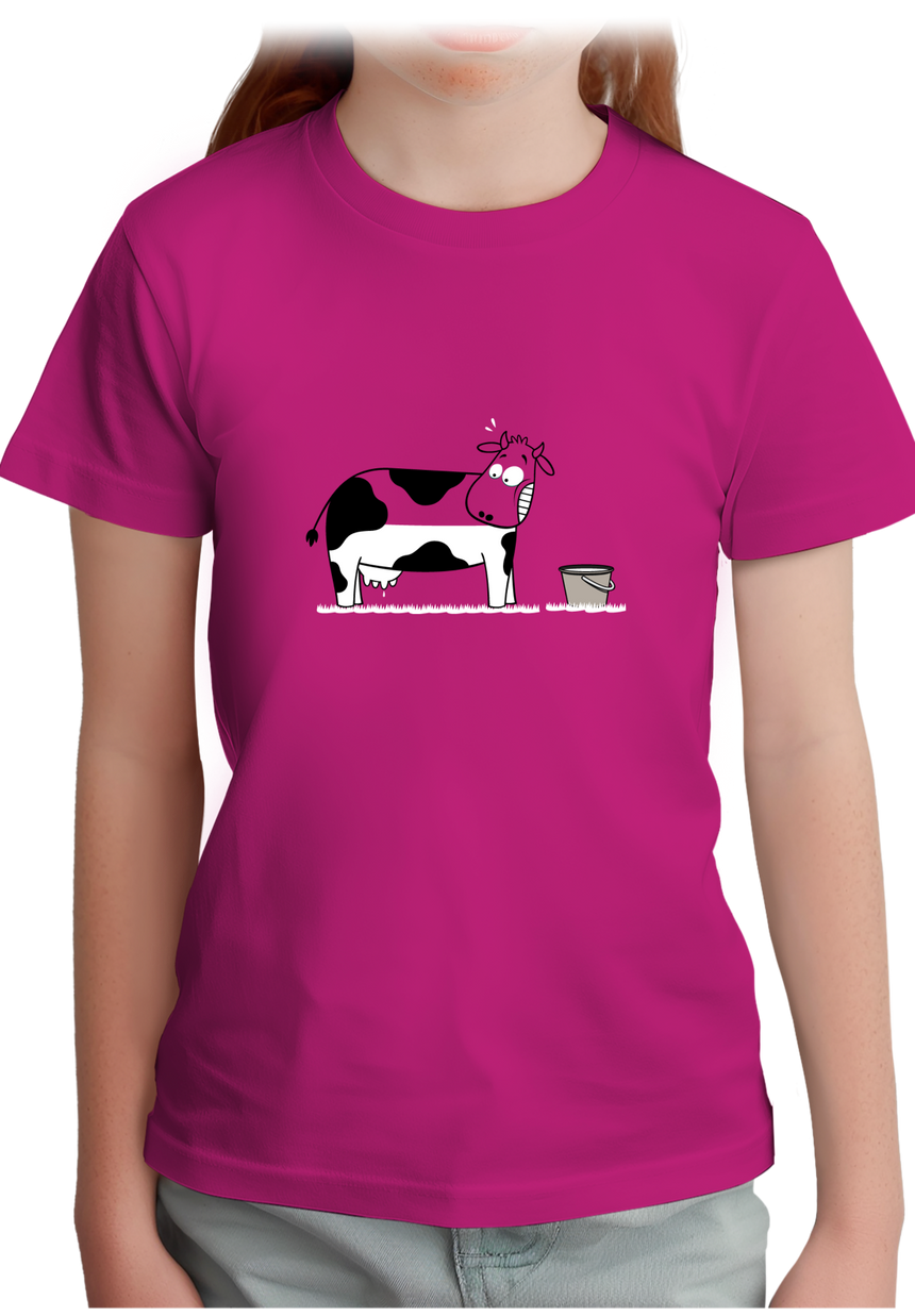 T-Shirt Fille Vache à moitié pleine de lait
