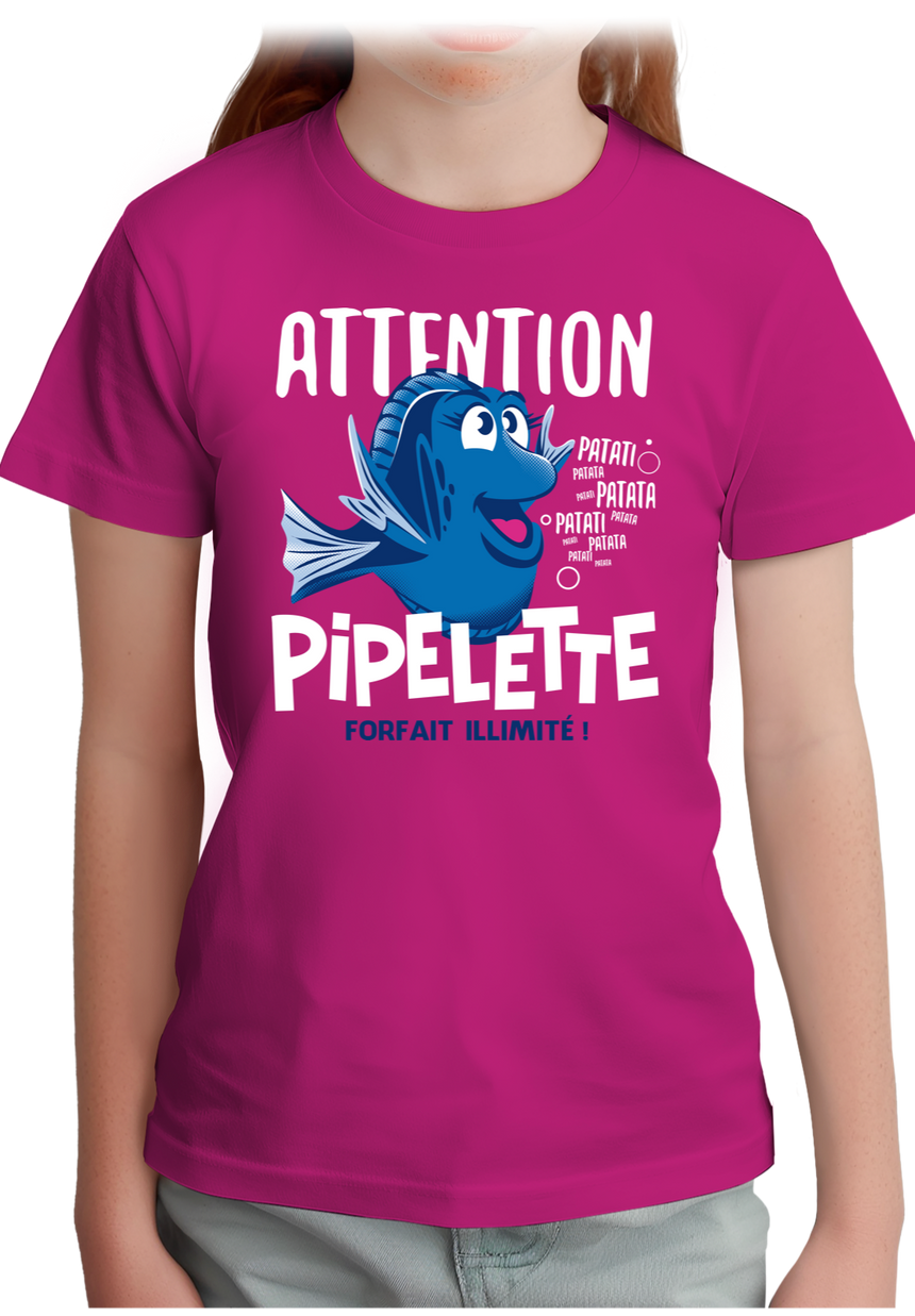 T-Shirt Fille Attention Dory poisson pipelette