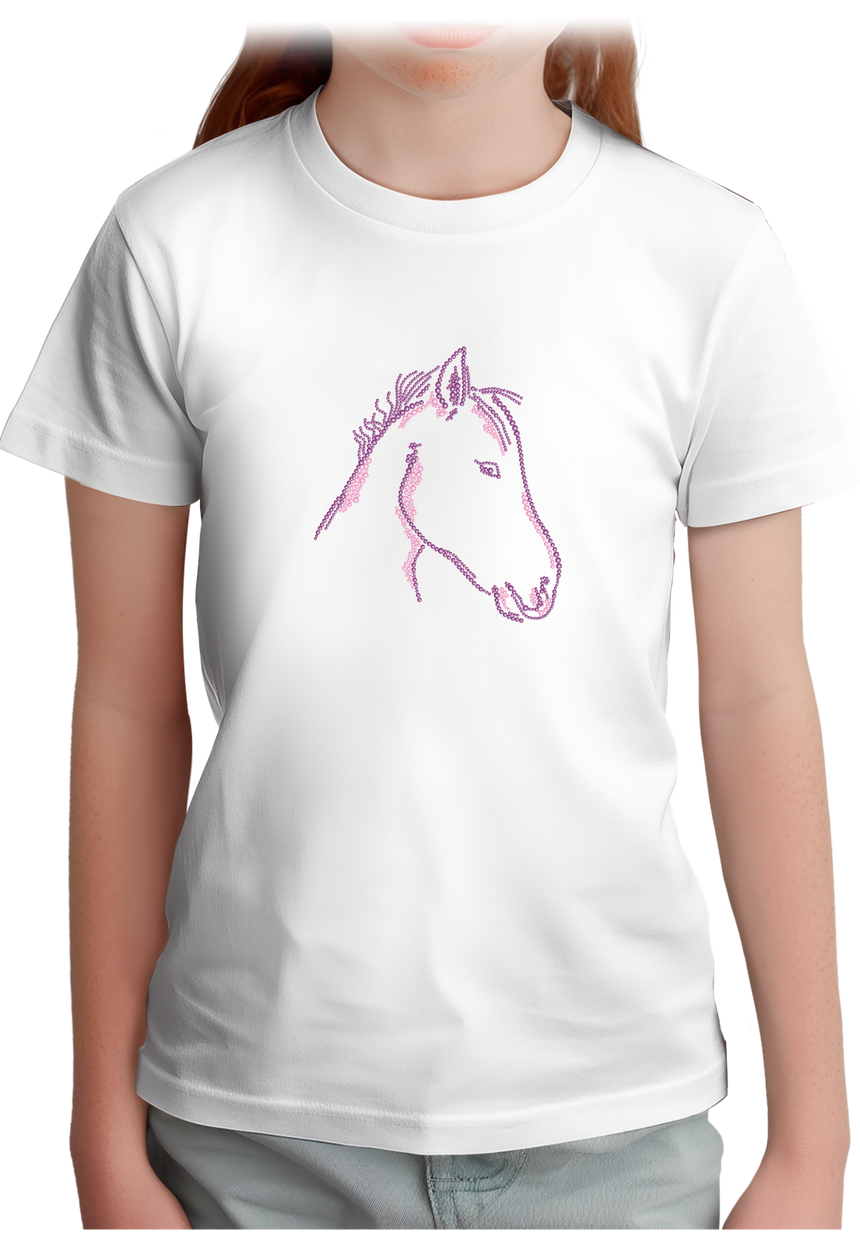 T-Shirt Fille Tête de Cheval en Strass