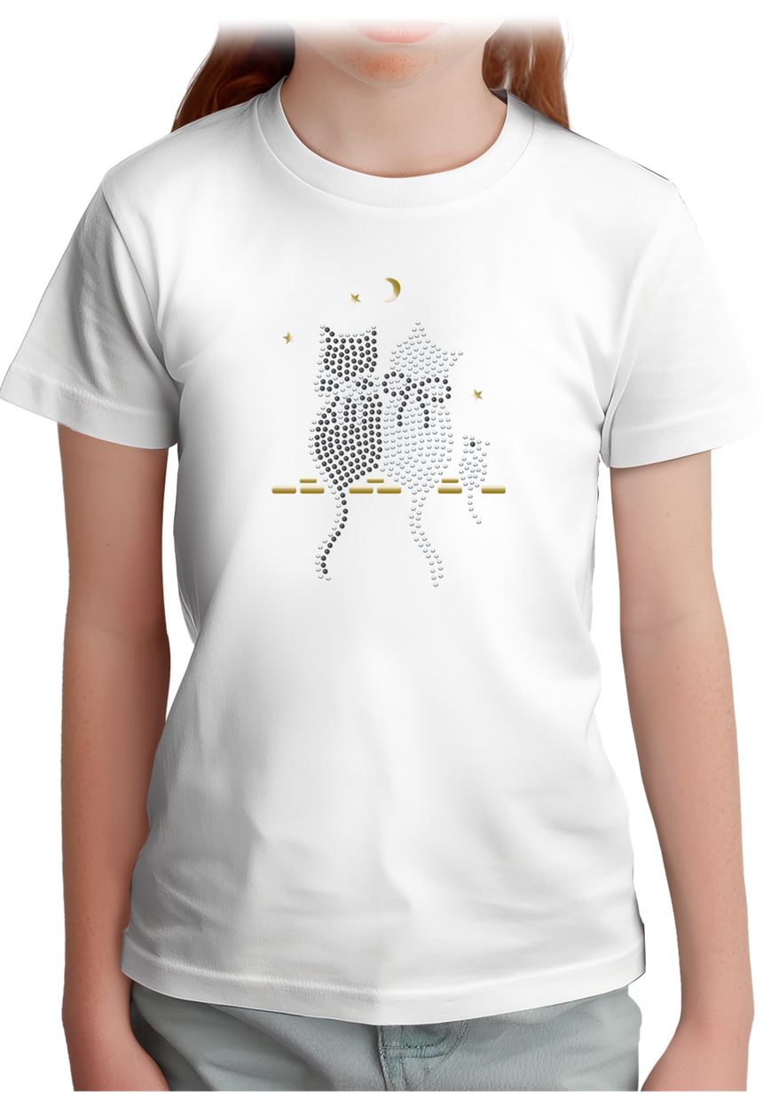 T-Shirt Fille Chat Souris Strass