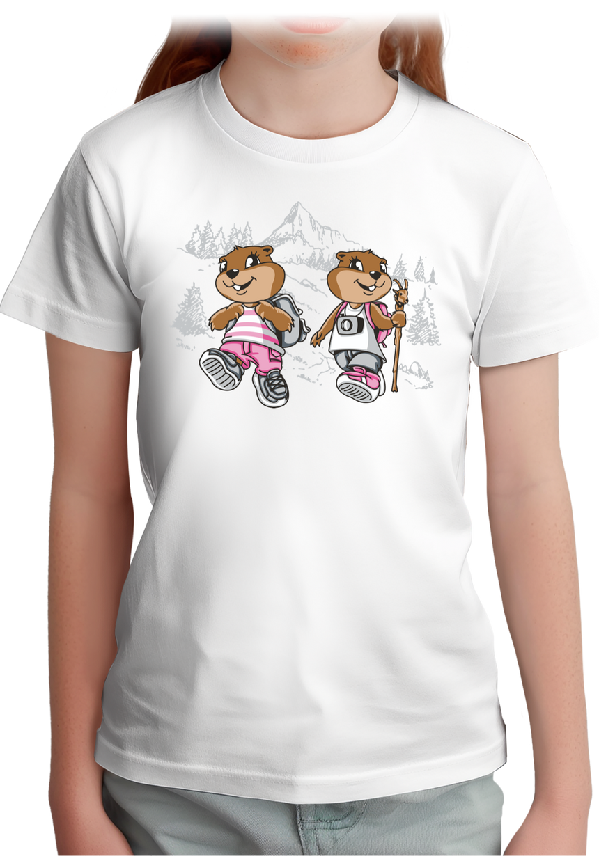 T-Shirt Fille Marmottes en rando à la montagne