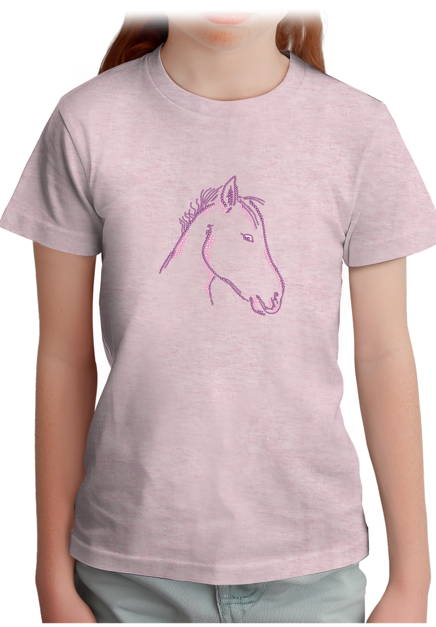 T-Shirt Fille Tête de Cheval en Strass