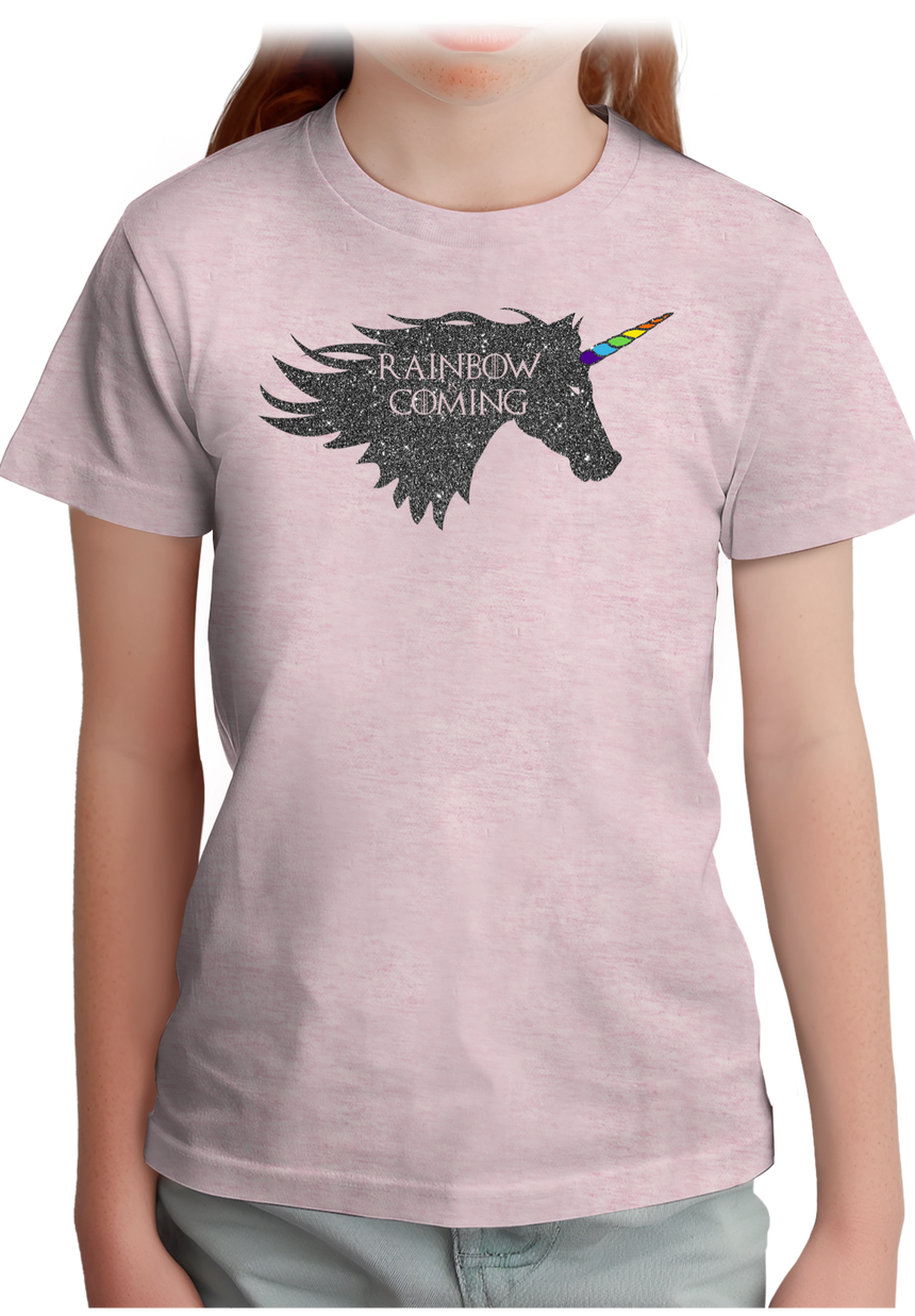 T-Shirt Fille Rainbow unicorn is coming