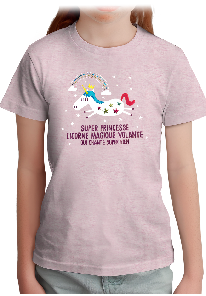T-Shirt Fille Licorne magique en strass et paillette