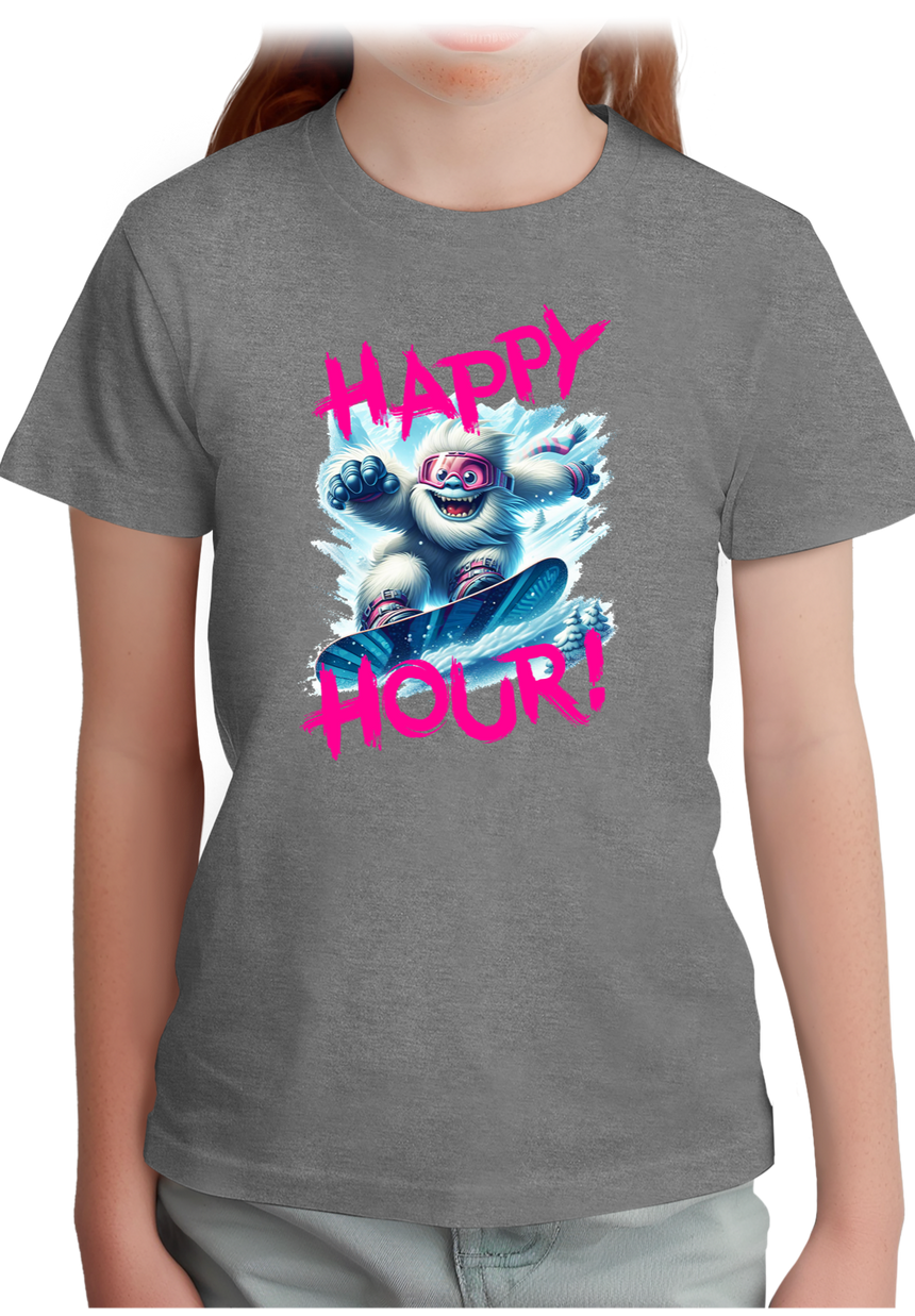 T-Shirt Fille Yeti snow en surf à la montagne