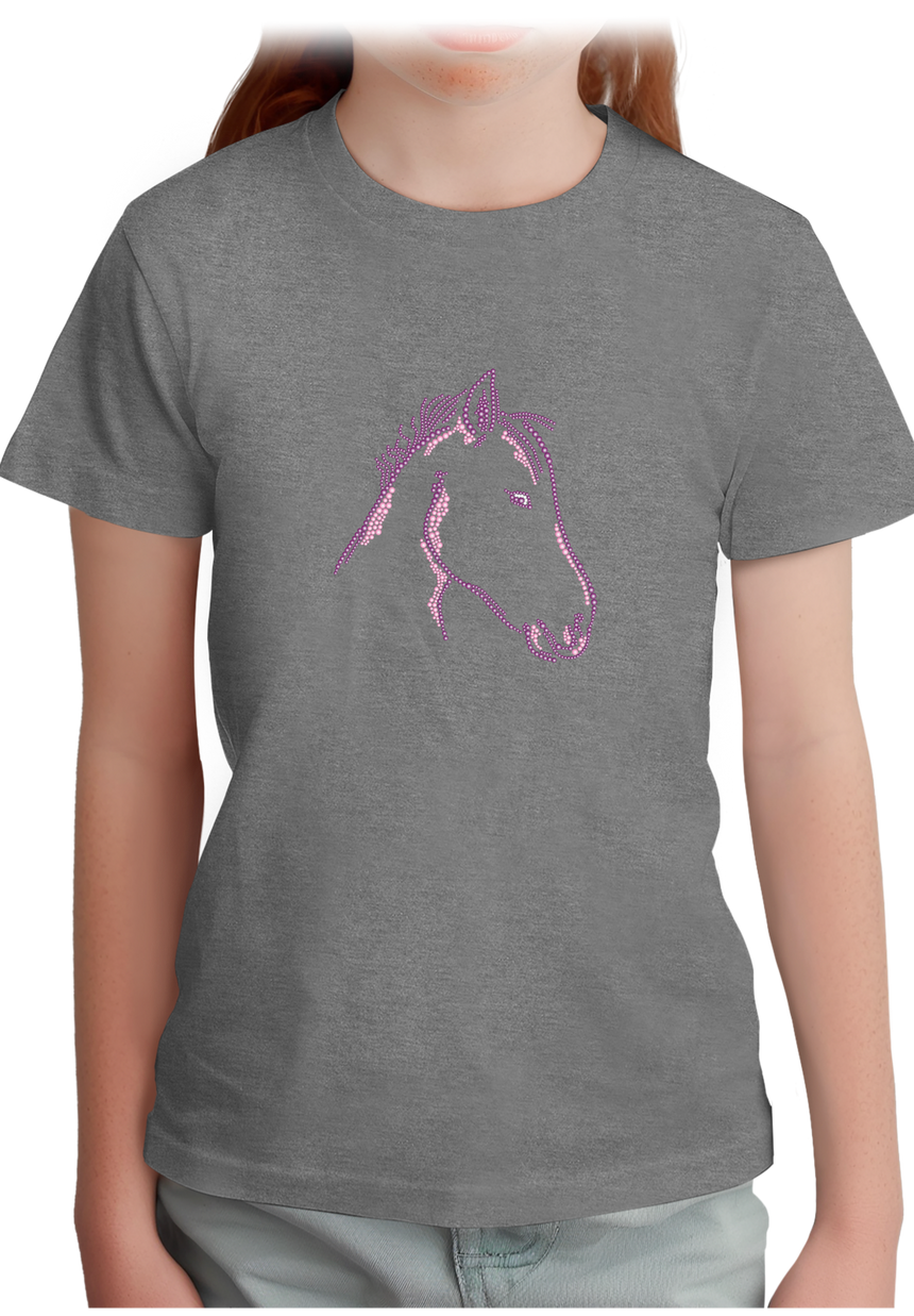 T-Shirt Fille Tête de Cheval en Strass