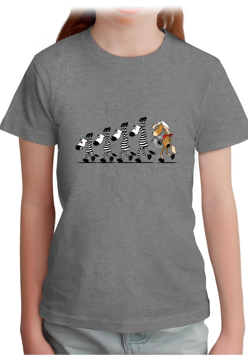 T-Shirt Fille Fin De Cavale zèbre et cheval