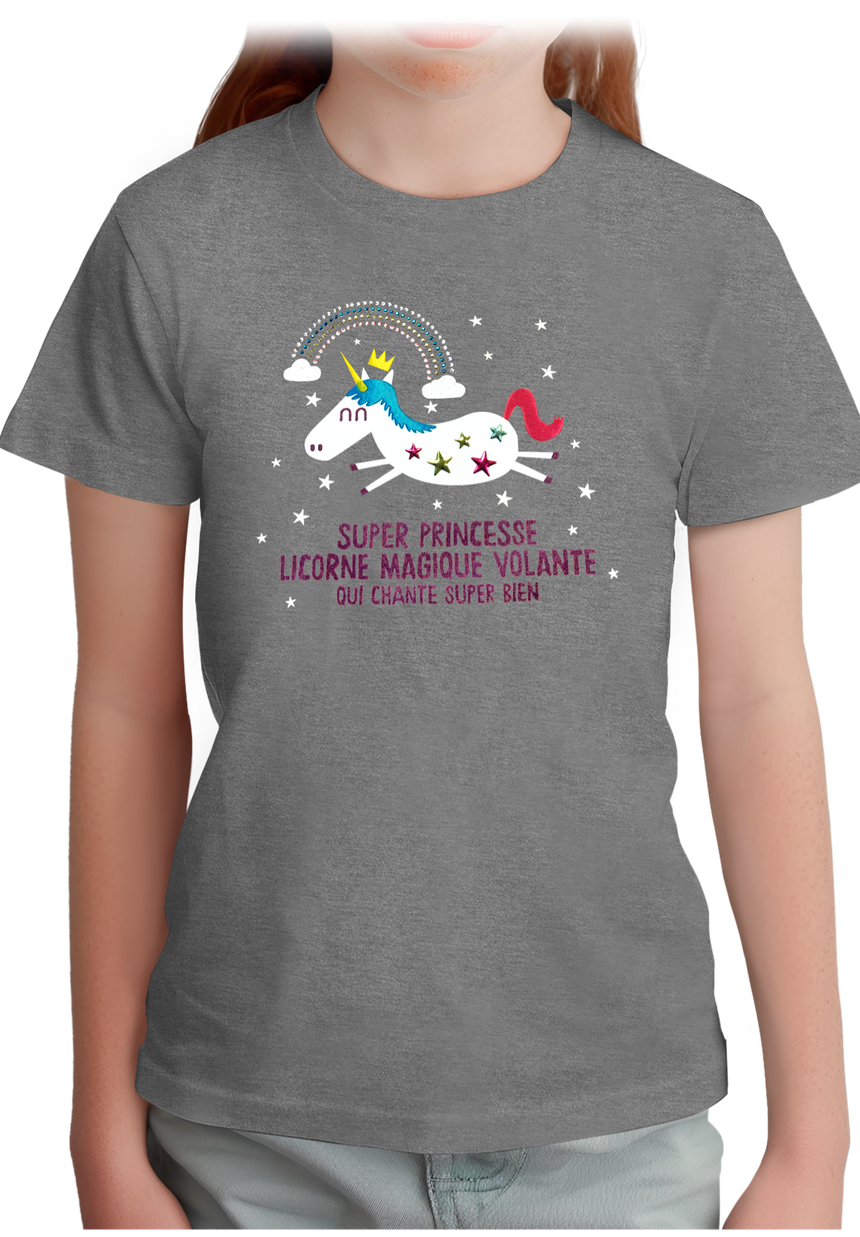 T-Shirt Fille Licorne magique en strass et paillette