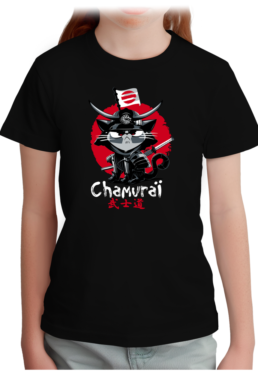 T-Shirt Fille Chamouraï, le chat samouraï