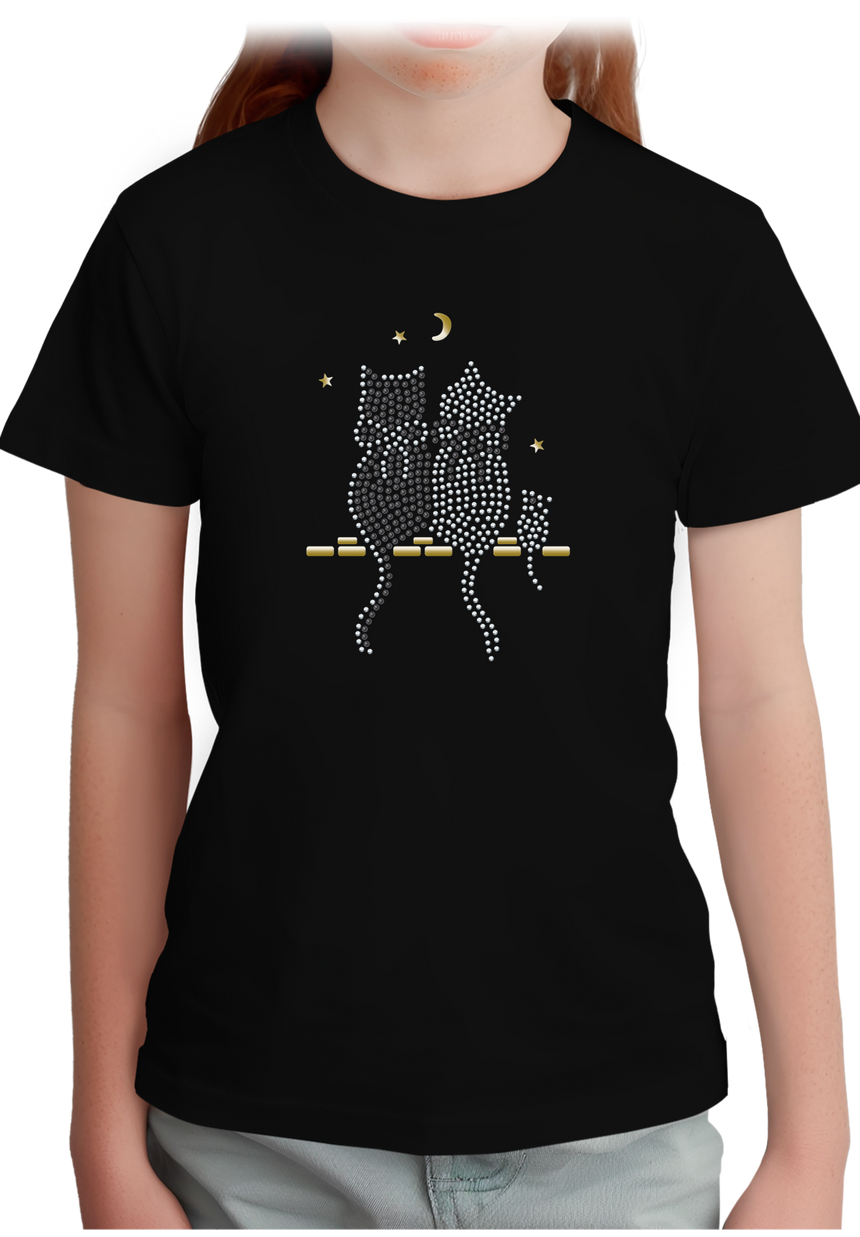 T-Shirt Fille Chat Souris Strass