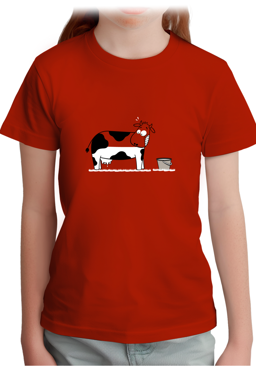 T-Shirt Fille Vache à moitié pleine de lait
